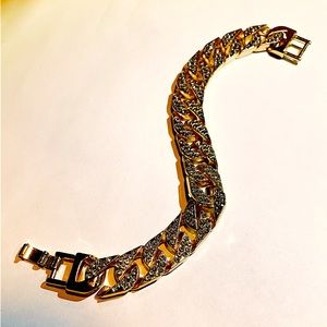 Men's Gold Colored Bedazzled Bracelet